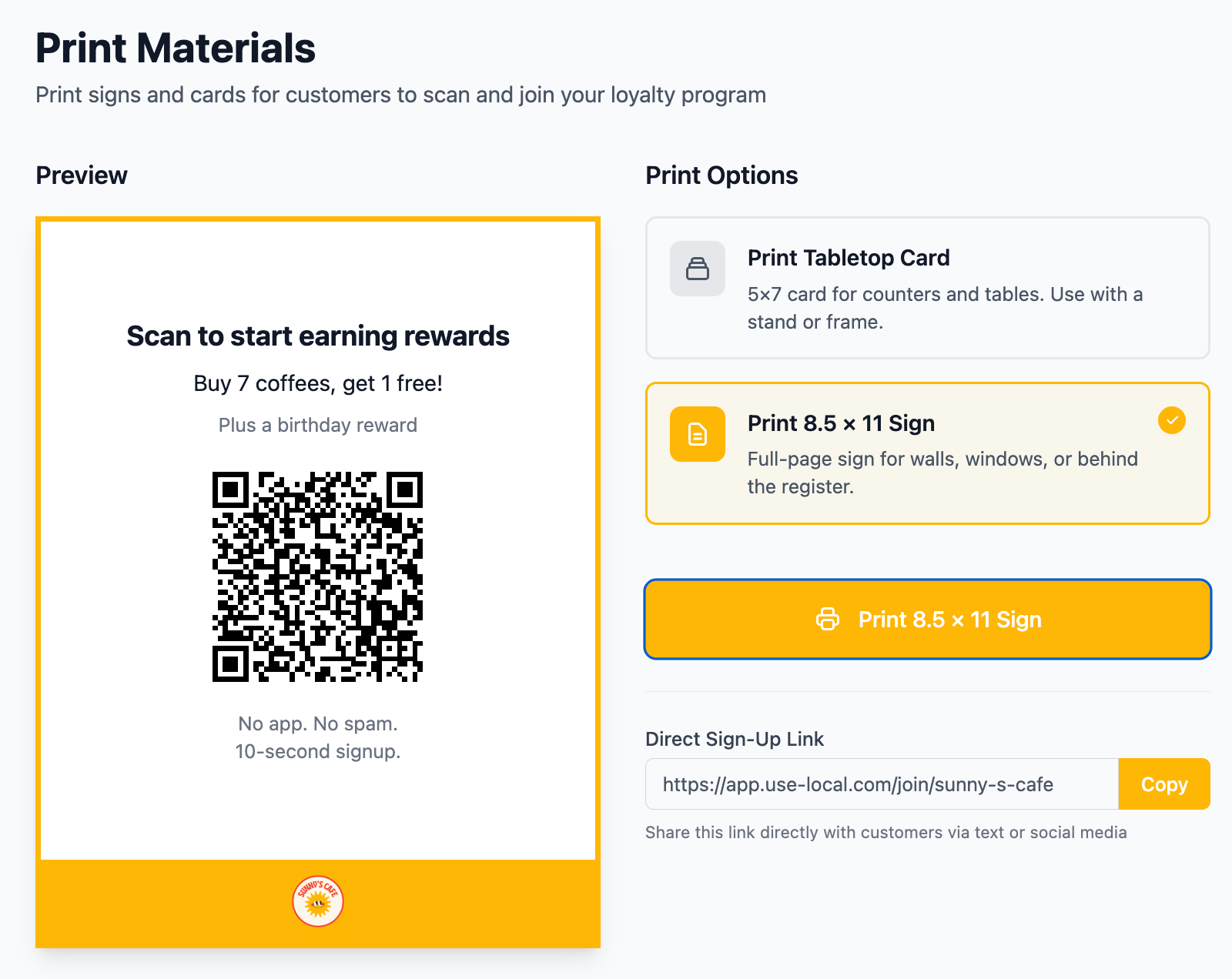 Branded QR code sign ready to print